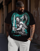 Black Printed With Vikings Fighting With Earthly Serpents