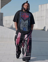 Plus Size Boys 1L-9L Irregular Street Printed Short Sleeve T-shirt Pants Suit