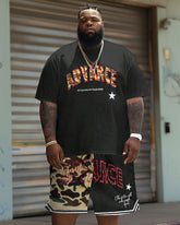 Men's Big & Tall Street Casual Camouflage Alphabet Print T-Shirt Shorts Set