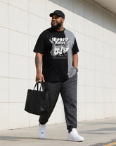 Big Boy Street Fashion Money English Design Color Matching Short Sleeve Trousers Suit