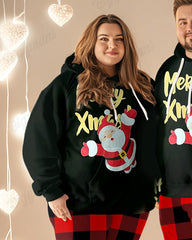 Couple Matching Big & Tall Merry Xmas Hoodie Plaid Sweatpants Set