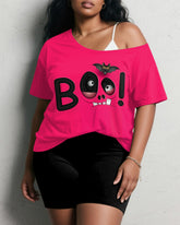 Women's Big & Tall Halloween Rose Boo! Graffiti Print Short Sleeve Shorts Suit