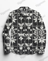 Black and White Striped Long-Sleeve Shirt, Men's Plus Size Product Description
