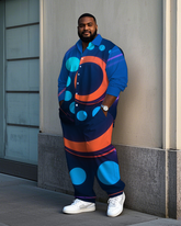 Big Men's Modern Polka Dot Street Style Casual Outdoor Long Sleeve Shirt and Pants Set