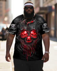 Men's Plus Size Skull Gem Viking Crew Neck Short Sleeve T-Shirt
