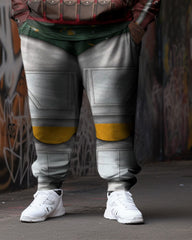 Plus Size Men's Cosplay Art Abstract Sweater Two-Piece Set