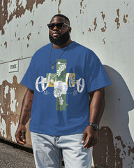 Men's Vintage Flower Cross Printed Casual Short Sleeve T-shirts