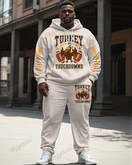 Men's Thanksgiving Turkey And Touchdowns Print Plus Size Hoodie Suit