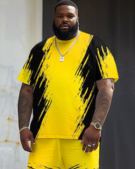 Street Hip Hop Colorblock Irregular Geometric Print Large Men's Suit