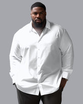 100% Cotton Versatile Solid Color 8 Color Options Lapel Long Sleeve Shirt Big Men