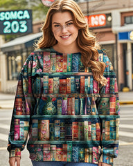 Library Color Print Plus Size Women's Top