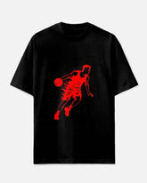 Men's Sporty Fashion Basketball Athlete Silhouette Printed Casual Big & Tall Short Sleeve T-shirt