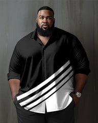 Men's Plus Size Business Color Matching Rambler Two-Piece Set