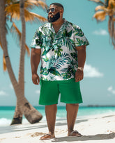 Men's Big & Tall Hawaiian Floral Print Shirt Shorts Set