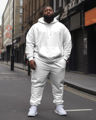 Big Men's  Tracksuit Casual Solid Color Hoodie Pants 2-Piece Set