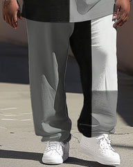 Casual Simple Colorblock Big Men's Short Sleeve T-shirt Pants Set