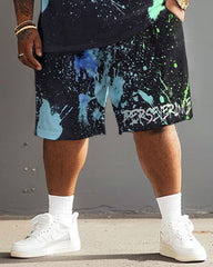 Street Hip Hop Colorful Letter Print Large Men's Set