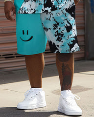 Street Casual Smiley Splash Ink Print Large Men's Set