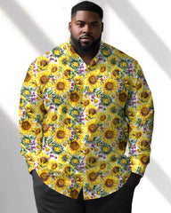 Colorful Sunflower Big Men's Long Sleeve Lapel Shirt