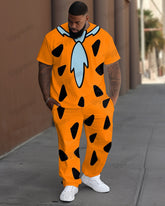 Men's Big and Tall Fred Flintstone Tie T-shirt and Pants Two-Piece Set