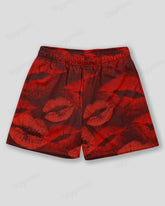 Plus Size Men's Lip Print Graffiti Print Sports Mesh Quick Dry Shorts