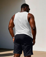 Men's Plus Size Chest Small Label Printed Vest Shorts Suit