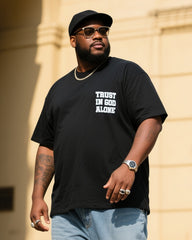 Big & Tall Men's THUST IN GOD ALONE T-shirt Denim Pants Suit