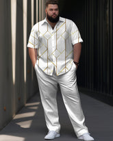 Gold Line Printed Oversized Men's Short Sleeved Shirt Set