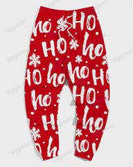 Men's Christmas Red Cartoon Alphabet Print Big and Tall Hoodie Set