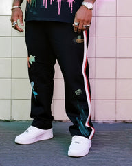 Big & Tall Men's Street Fashion Graffiti Short Sleeve Pants Suit