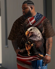 Independence Day Flag Eagle Print Large Men's Set