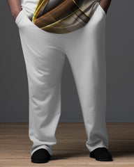 Big and Tall Men's Gradient Gentleman Zipper Polo Shirt 2-Piece Set