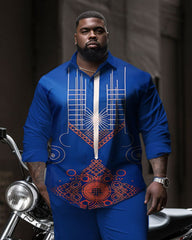 Men's Large Size Ethnic Totem Art Print Long Sleeve Walking Suit