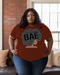Women's Plus Size BAE Letter Print Round Neck Short Sleeve T-Shirt