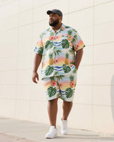 Big & Tall Men's Summer Daily Casual Hawaiian Tropical Shirt Shorts Suit