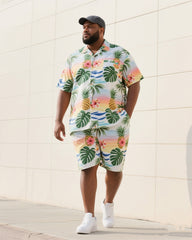 Big & Tall Men's Summer Daily Casual Hawaiian Tropical Shirt Shorts Suit