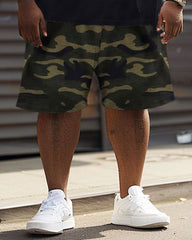 Street Style Patchwork Camouflage Letter Print Large Men's Suit