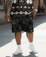 Big Men's Alien Christmas Short Sleeve T-shirt and Shorts Set
