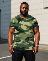 Men's Plus Size Fashion Army Camouflage Short Sleeve T-shirt
