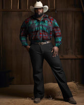 Men's Big and Tall Wild West Cowboy Long Sleeve Shirt and Pants Set
