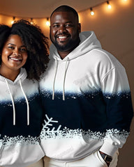 Simple Color Matching Gradient Geometric Couple Long Sleeve Hoodie