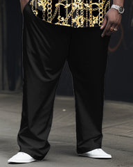 Gold Chain Print Long Sleeve Lapel Shirt 2-piece Men's Big and Tall