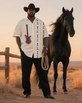 Big & Tall Men's Daily Casual Western Wind Rock Color Matching-short Sleeve Shirt Pants Suit