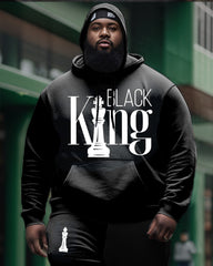 Men's Big and Tall Casual Black King Hoodie Set