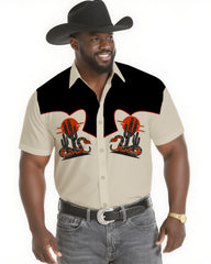 Big & Tall Men's Western Wind Khaki Black Sunset & Rattlesnake Short Sleeve Shirt