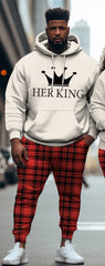 Couple Large Size Casual Outfit Hoodie Set "His Queen-Her King"