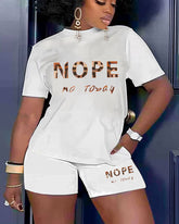 Women's Plus Size Street Nope .Not Today Short Sleeve Shorts Set