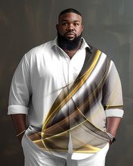 White Gradient Plus Size Long Sleeve Walking Set