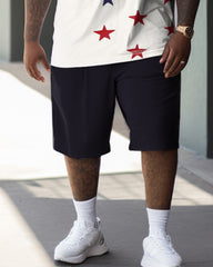 Men's Plus Size Color Matching POLLD Two-Piece Set