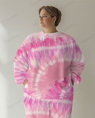 Women's Casual Daily Gradient Tie Dye Print Plus Size Hoodie Suit
